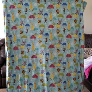 Parachuting zoo animals minky blanket 60x82